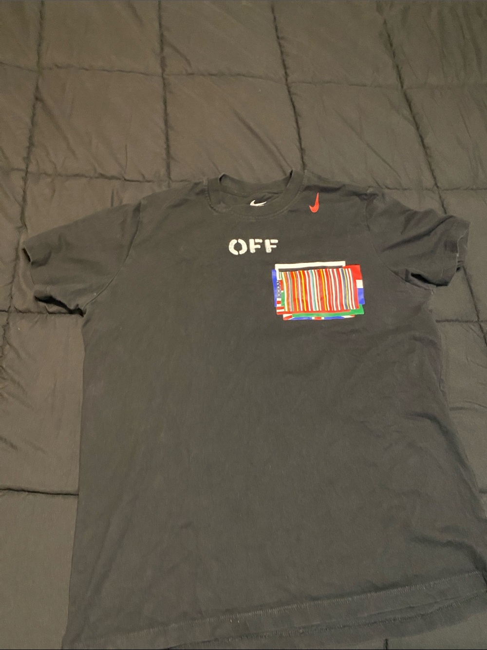Nike Black Graphic Logo T‑Shirt with White Swoosh